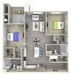 wave b3 Floor Plan wave b3 Floor Plan at Las Positas Apartments, Camarillo, CA, 93010